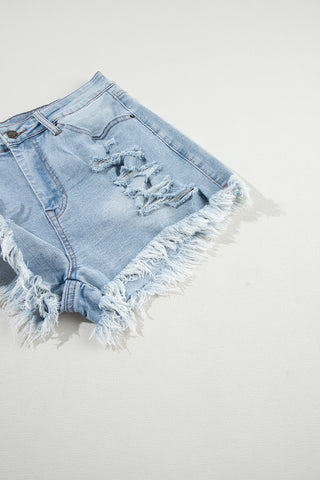 Distressed Stretchy Jean Shorts