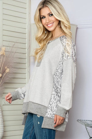 Henley Leopard Sweatshirt