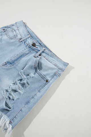 Distressed Stretchy Jean Shorts