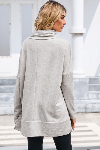 Flowy Cowl Neck Top - Gray