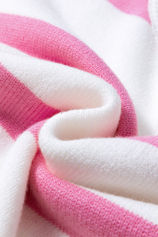 Striped Short Sleeve Sweater - Pink