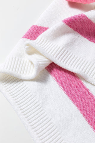 Striped Short Sleeve Sweater - Pink