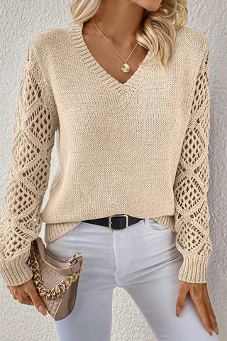 Lightweight Lattice Sweater - Beige