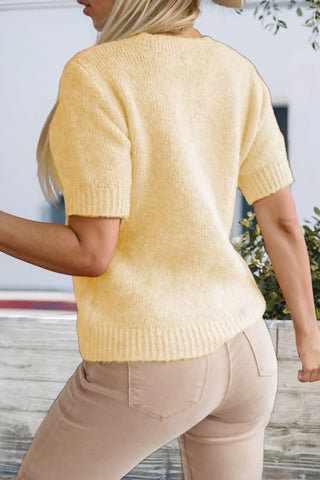 Half Sleeve Daisy Sweater - Yellow