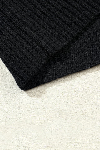 Short Sleeve Ribbed Sweater - Black