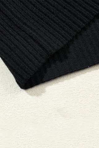 Short Sleeve Ribbed Sweater - Black - Ships Friday