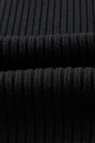 Short Sleeve Ribbed Sweater - Black - Ships Friday