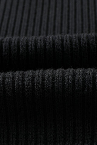 Short Sleeve Ribbed Sweater - Black