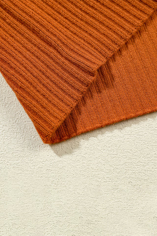 Short Sleeve Ribbed Sweater - Rust