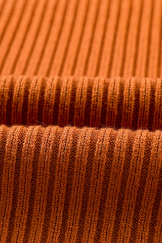 Short Sleeve Ribbed Sweater - Rust