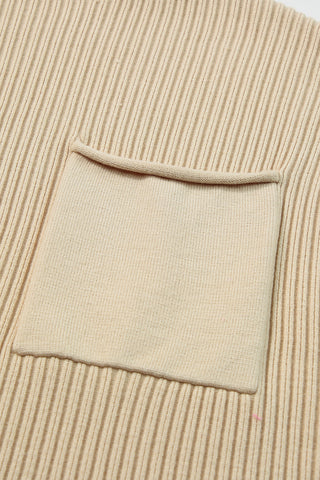 Short Sleeve Ribbed Sweater - Beige