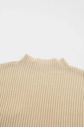 Short Sleeve Ribbed Sweater - Beige