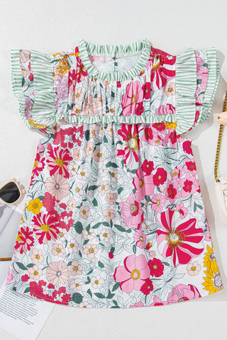 Mint Striped Floral Top