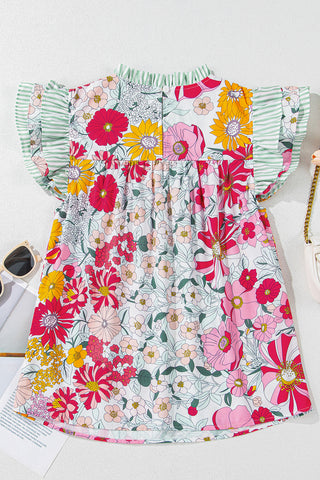 Mint Striped Floral Top