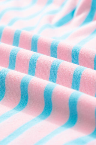 Sleeveless Top - Pink With Aqua Stripes