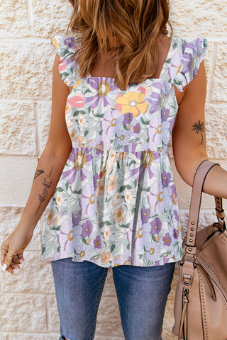 Baby Doll Floral Top - Purple