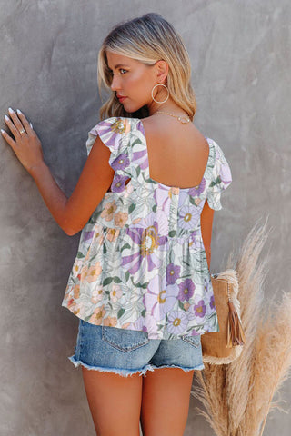 Baby Doll Floral Top - Purple