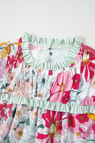 Mint Striped Floral Top