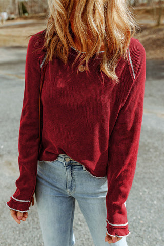 For the Love of Fall Thermal Top - Red