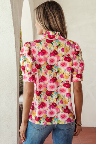 Floral Frills Pink and Yellow Top