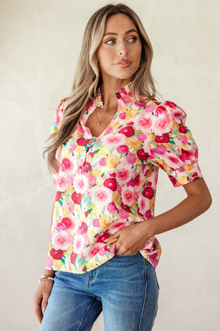 Floral Frills Pink and Yellow Top
