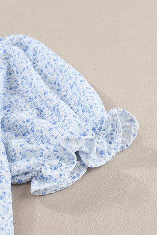 Floral Puff Sleeve Top - Blue