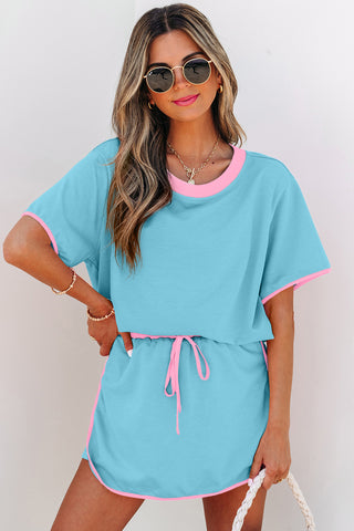Skirt Set - Turquoise and Pink