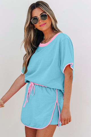 Skirt Set - Turquoise and Pink