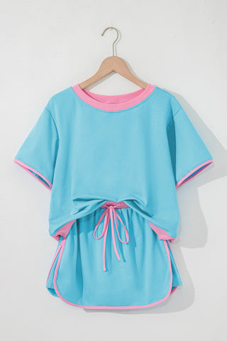 Skirt Set - Turquoise and Pink