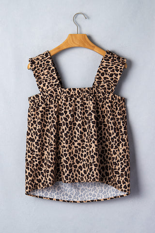 Ruffle Trim Leopard Tank- Ships Wednesday