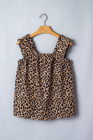 Ruffle Trim Leopard Tank- Ships Wednesday