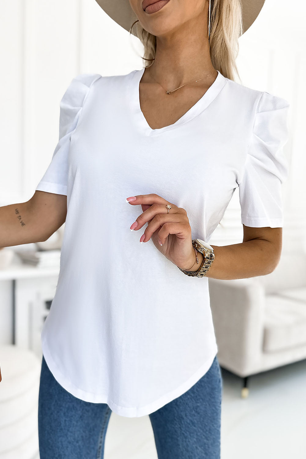 Puff Sleeve Top - White | Blue Chic Boutique