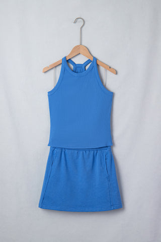 Racerback Two Piece Skort Set - Blue