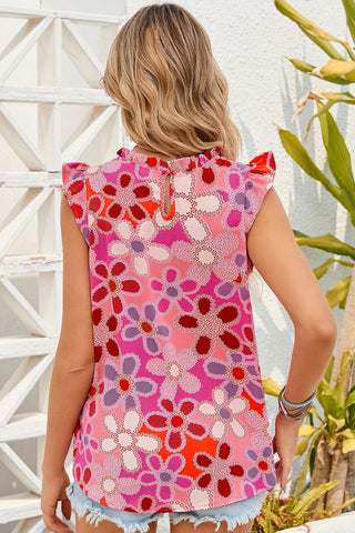 Retro Daisy Embroidered Sleeveless Top - Rose