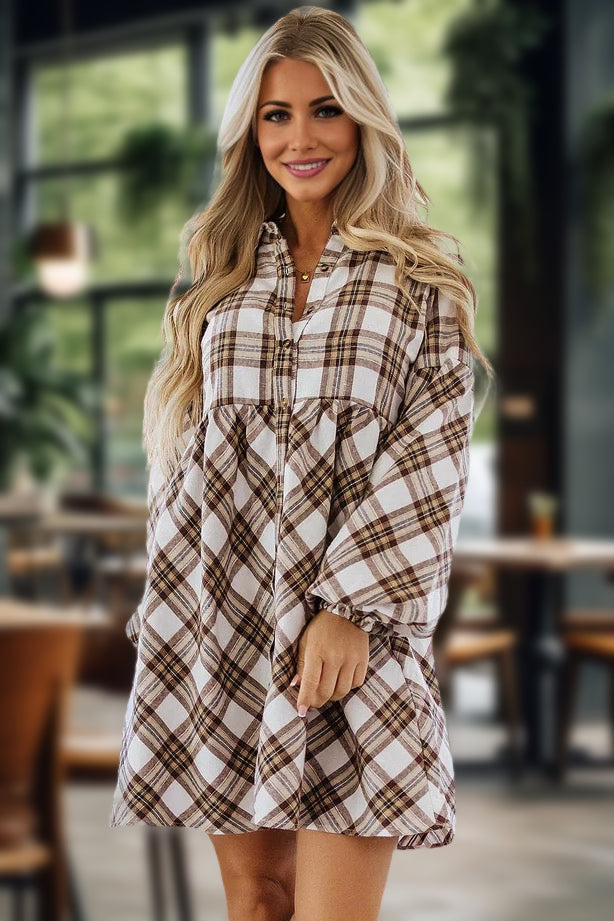 Flannel Baby Doll Dress - Tan | Blue Chic Boutique Flannel Baby Doll Dress - Tan | Blue Chic Boutique