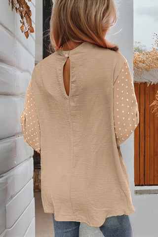 Swiss Dot Sleeve Top - Beige