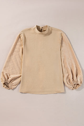 Swiss Dot Sleeve Top - Beige