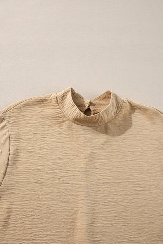 Swiss Dot Sleeve Top - Beige