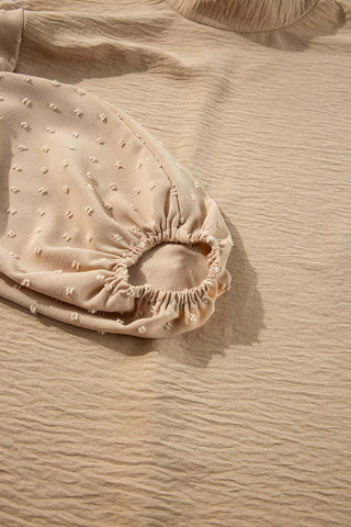 Swiss Dot Sleeve Top - Beige