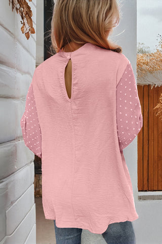 Swiss Dot Sleeve Top - Pink