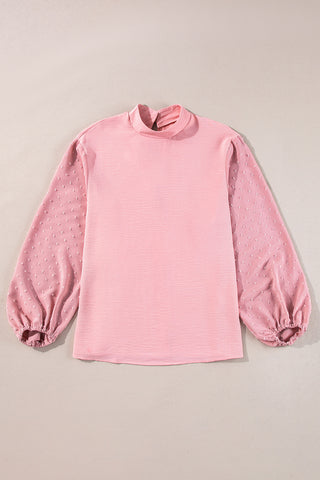 Swiss Dot Sleeve Top - Pink