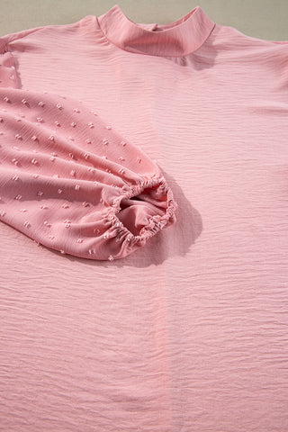 Swiss Dot Sleeve Top - Pink