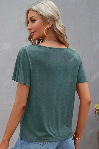 Criss Cross V-Neck Top - Green