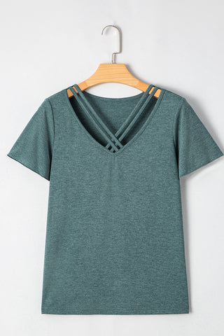 Criss Cross V-Neck Top - Green