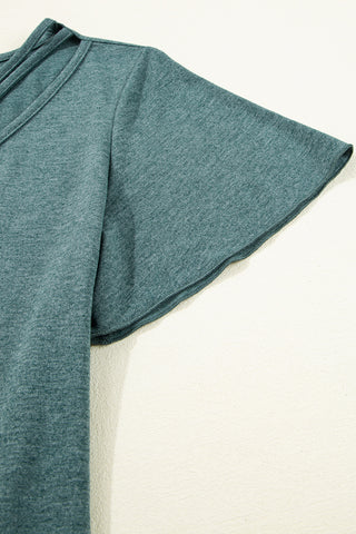 Criss Cross V-Neck Top - Green