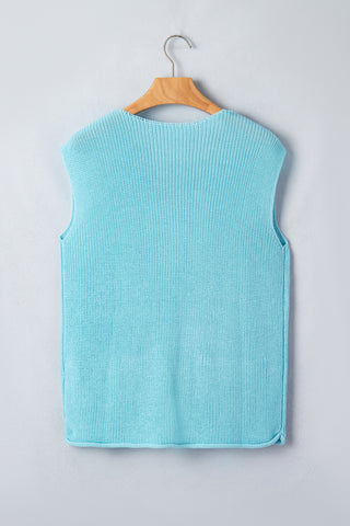 Button Up Sweater Tank - Blue
