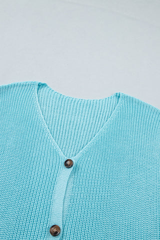 Button Up Sweater Tank - Blue