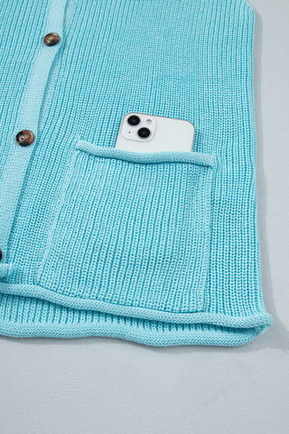 Button Up Sweater Tank - Blue