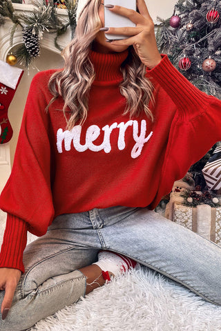 Merry Turtleneck Sweater - Red