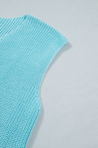 Button Up Sweater Tank - Blue
